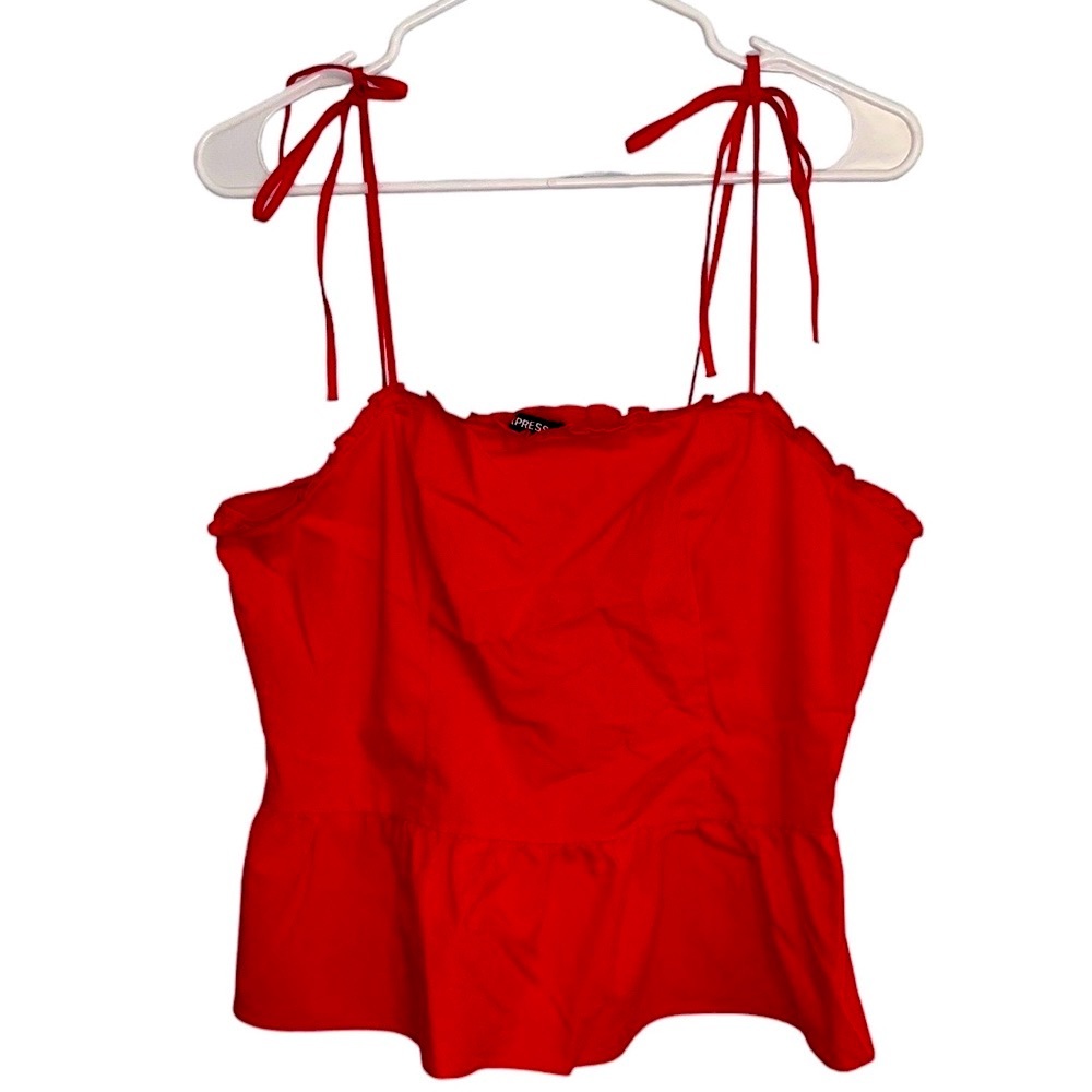 Women’s Express Red Peplum Style summer Tank top size large